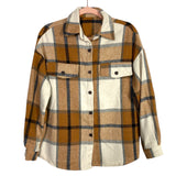 Shein Brown/Black/Gray Plaid Flannel Shacket- Size S