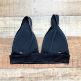 Inibud Black Ribbed Plunge Padded Sports Bra- Size S