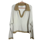 Abercrombie & Fitch Cream/Tan Knit Sweater - Size XL