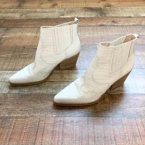 Sam Edelman White Snakeskin Leather Booties- Size 8.5