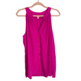 Lilly Pulitzer 100% Silk Hot Pink Button Front Racerback Top- Size XL (see notes)