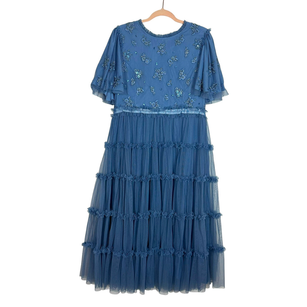 Ivy City Co Blue Anastasia Tiered Beaded Embellished Tulle Dress NWT - The Saved Collection Ivy City Co Blue Anastasia Tiered Beaded Embellished Tulle Dress NWT - The Saved Collection
