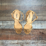Qupid Suede Animal Print Block Heel Sandals- Size 7.5