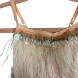 IBTOM CASTLE Pink Beaded Feather Tulle Skirt Dress- Size ~5/6 (see notes)