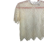 Forever 21 Contemporary Cream and White Crochet Lace Top- Size S