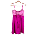 Show Me Your Mumu Pink Bow Front Satin Mini Dress- Size XL