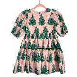 Pink Chicken Pink Christmas Tree with Green Velvet Trim Dress-Size 8Y (see notes)