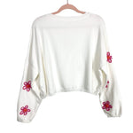 Altar'd State Revival White with Pink Flower Stitch Lounge Sweater- Size M (sold out online, we have matching shorts)