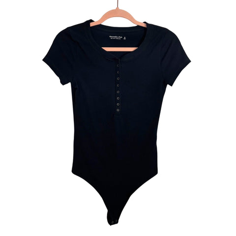 Abercrombie & Fitch Soft A&F Collection Black Snap Bodysuit - Size M