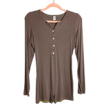 Parade Brown Long Sleeve Button Front Lounge Romper - Size S (sold out online)