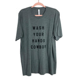 Bella + Canvas Gray Wash Your Hands Cowboy Tee- Size XL
