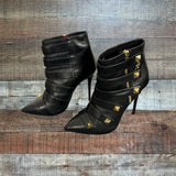 Cesare Paciotti Black Studded Leather Stiletto Booties- Size 36