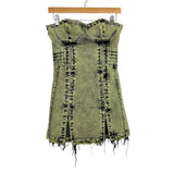 Darker Wave Green Acid Washed Strapless Dress - Size ~S (No Size Tag, Fits Like A Small)