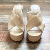 Dolce Vita Beige Raffia Criss Cross Strap Sandals- Size 7.5