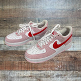 Pre-Owned Nike Air Force 1 Pink and Red Suede Leather Sneakers- Size 8 (see notes)