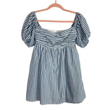 Abercrombie & Fitch Blue and White Striped Off the Shoulder Puff Sleeve Dress (with short lining!) NWT- Size S Petite (see notes)
