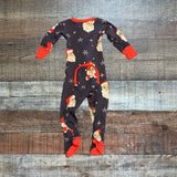 The Beaufort Bonnet Company Navy Santa Zip Up Footie Outfit- Size 0-3M