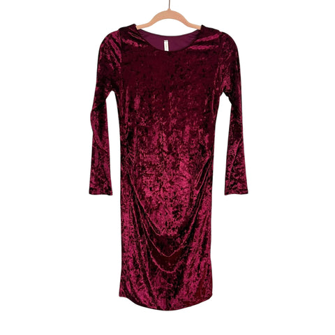 Pink Blush Maroon Velvet Maternity Dress NWT- Size S