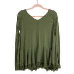 We the Free Moss Ribbed Exposed Seam Mesh Hem Top NWT- Size XS (sold out online)