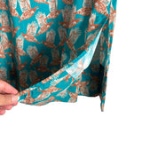Holly Shae Design Turquoise Bird Printed Split Hem Dress- Size XL/XXXL (sold out online)