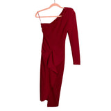 Mossman Red One Shoulder Faux Wrap Skirt with Gathered Detail Now and Forever Dress- Size 2