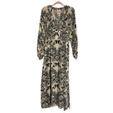 H&M Cream Black Printed Front Slit Dress- Size XXL