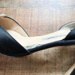 Manolo Blahnik Black Satin Rhinestone Charm Slinback Heels- Size 39 (see notes)