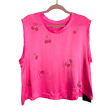 Lauren Moshi Neon Pink Satin with Crystal Cherries Top NWT- Size XL (we have matching pants)