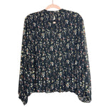 VILA Black Floral Pattern Pleated Blouse- Size ~XL (see notes)