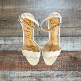 Sam Edelman White Scalloped Strap Heeled Sandals- Size 9.5 (see notes)