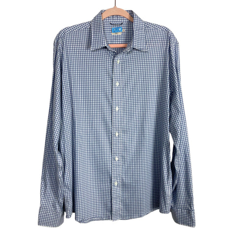 Faherty Men’s Blue/White Checkered Dress Shirt- Size L