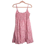 No Brand Pink and White Floral Printed Dress- Size L