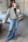 Blu Pepper Ivory/Olive Checkered and Striped Sweater- Size S (sold out online)
