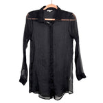 By The Way Black Sheer Button Up Top - Size S