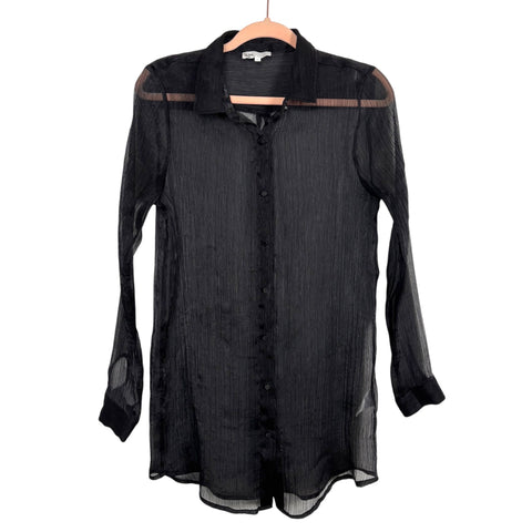 By The Way Black Sheer Button Up Top - Size S