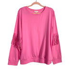 Main Strip Pink with Suede Rhinestone Fringe Sweatshirt NWOT- Size 1X (see notes)