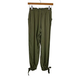 Lulu's Olive Drawstring with Ankle Drawstrings Pants NWT- Size XS (sold out online, Inseam 26")