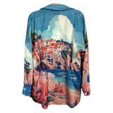 Show Me Your Mumu Silky Beach Scene Button Up Top NWT- Size XS