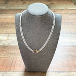 White Link Chain Necklace with Heart Lobster Clasp