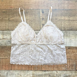 Aerie Beige Lace Padded Bralette- Size L (we have matching underwear)