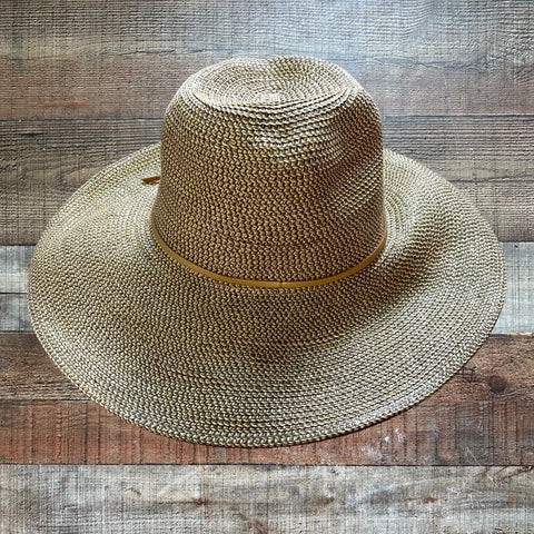 Ale by Alessandra 100% Toyo Straw Metallic Gold Adjustable Belted Hat- One Size Fits Most (sold out online)