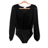 Pink Lily Black Wire Sheer Sleeve Bodysuit- Size S