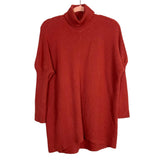No Brand Brick Red Ribbed Turtleneck Tunic Sweater- Size S