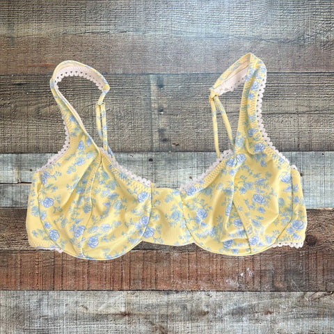 Yellow The Label Knox Lace Trim Swim Top NWT - Size M (We Have Matching Bottoms - Sold Out Online!)