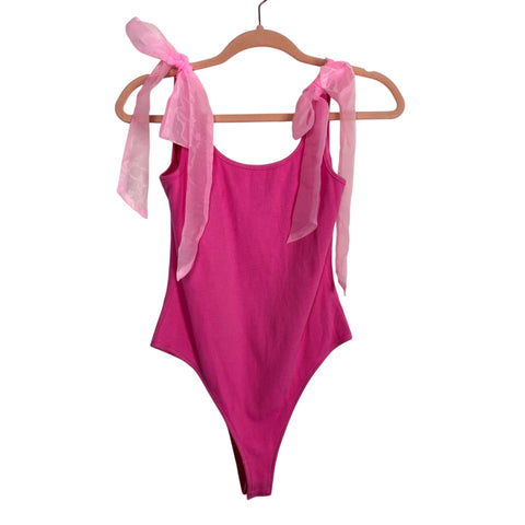 Day + Moon Pink Shoulder Tie Bodysuit - Size M (See Notes)