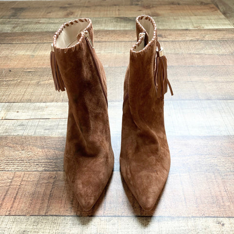 White House Black Market Brown Suede Booties with Side Tassel- Size 8.5 (see notes, sold out online)