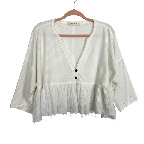 We The Free White Raw Hem Top - Size S
