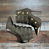 Cesare Paciotti Black Studded Leather Stiletto Booties- Size 36