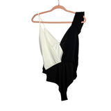 TCEC Black and White Ruffle Front Hook and Eye Closure Bodysuit- Size S (see notes)