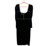 ELOQUII Black Velvet Pearl Beaded Trim Dress - Size 14 (Sold Out Online!)